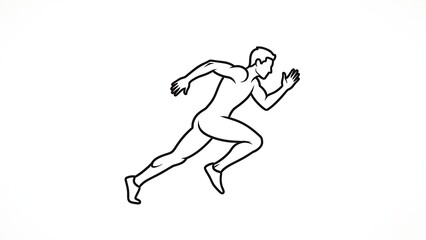 Fototapeta premium Man running in dynamic motion with arms outstretched