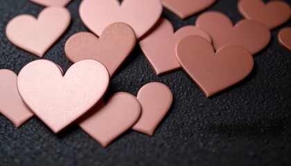 Fototapeta premium Soft Pink and Peach Hearts Dark Textured Background