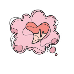 Love Thought Bubble with Heartbeat Doodle