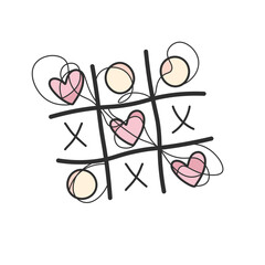 Tic Tac Toe Love Game with Hearts
