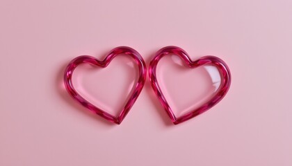 Intertwined Pink and Red Heartshaped Candles Pink Background