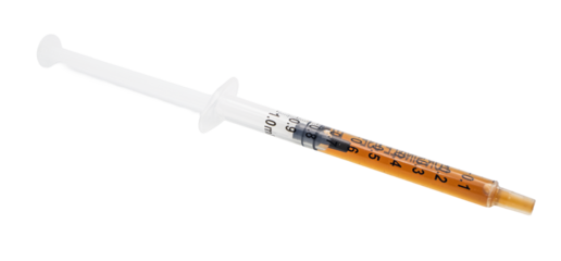 Syringe filled with medicine for dose control