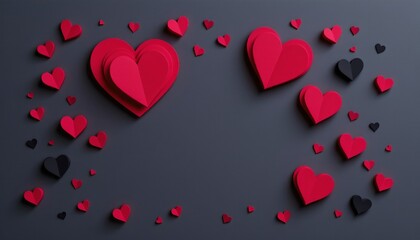 Vibrant Paper Hearts Spread Dark Background