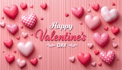 Festive Valentines Day Celebration with Colorful Hearts