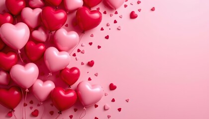 Romantic Celebration with Heart Balloons and Confetti