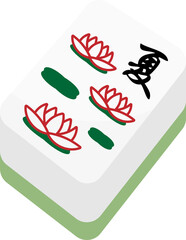 Naklejka premium Summer 3D Isometric Mahjong Tile Flower Suit Character Vector