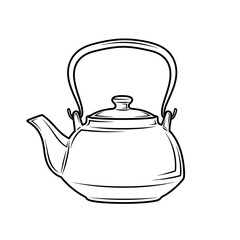 Obraz premium Traditional Teapot Outline Icon | Vintage Tea Kettle Line Art