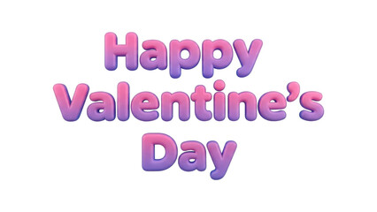 Happy valentine's day text in pink and purple hues isolated on transparent background