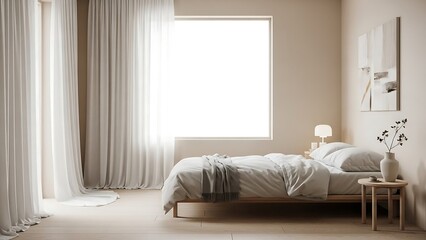 Serene Bedroom with Natural Light and Decor.