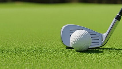 Golf Sport Background with Ball and Club on Grass