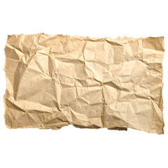 Close-up of a crumpled, rectangular piece of textured, brown paper
