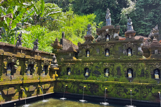 Water purification ritual performed in the Balinese temple in Bali, Indonesia
