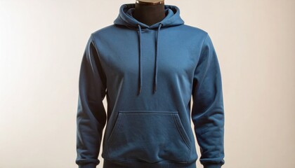 Stylish Blue Hoodie on Mannequin for Fashion Display.