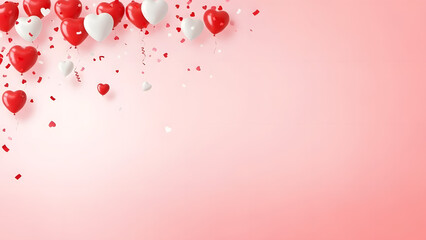 Happy valentines day background with red hearts and love symbols