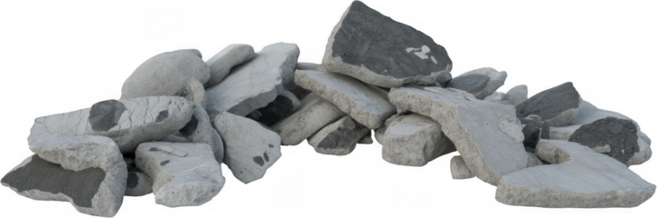 Pile of Gray Rocks on Black stones heap isolated on a transparent background