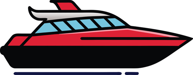 Modern luxury sports speedboat vector illustration for fast water transport
