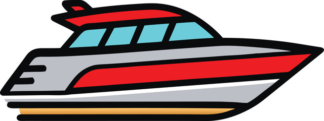 High speed racing motorboat vector illustration for extreme water sports