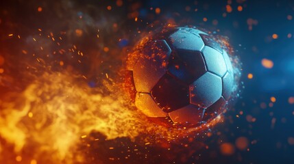 Fiery soccer ball in motion dynamic sports image
