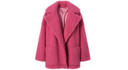 Pink fuzzy coat pink coat fashion isolated on a transparent background