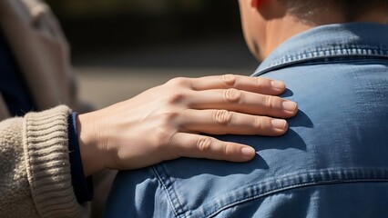 Hand on Shoulder Showing Emotional Support and Empathy