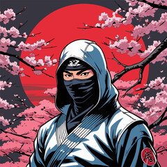 Japanese ninja vector image in an image with attractive colors © azharine