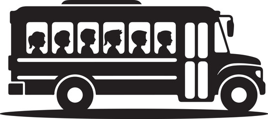 School Bus Graphic Element for Print and Web
Kids on School Bus Vector Silhouette - Public Transport Icon