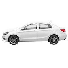 Fototapeta premium Modern white sedan parked against a plain background