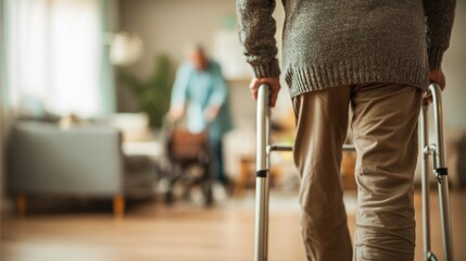 Home Healthcare Moment in a Residential Setting With Caregiver and Patient Supporting Daily Activities Together in a Warm Environment