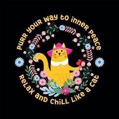 Cat typography vector t-shirt design print