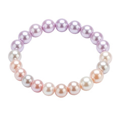 Obraz premium A circular bracelet composed of lustrous, spherical pearls in shades of pink and lavender