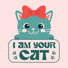 Cat typography vector t-shirt design print