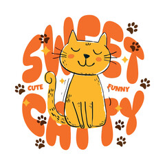 Cat typography vector t-shirt design print