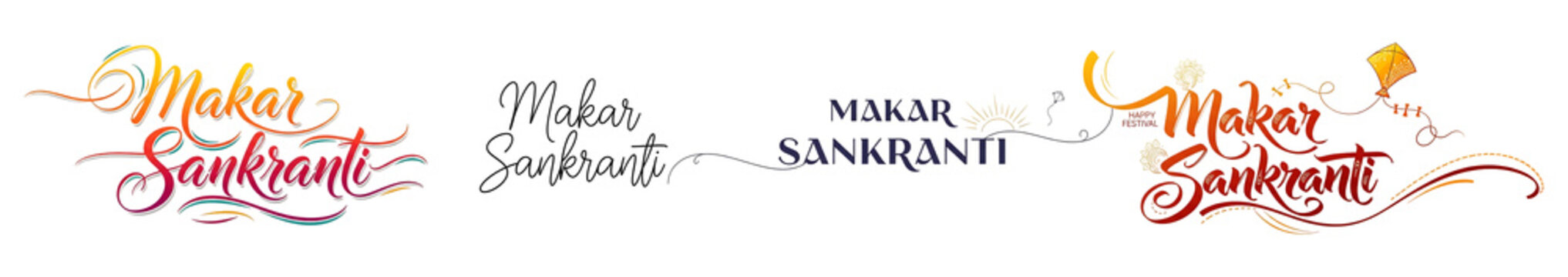 Makar sankranti festival logos in different styles