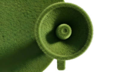 Green Megaphone Isolated on White Background Close-up