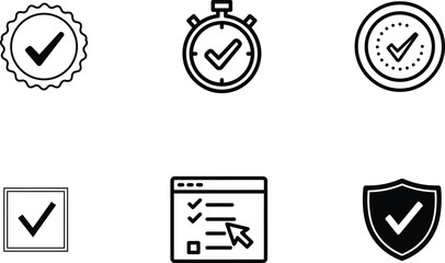checkmarks and ticks icons for approval and validation  various symbols