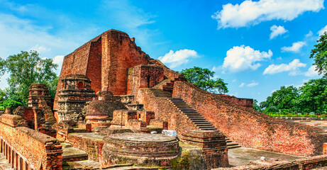 Nalanda University ruins in Bihar reveal a vast ancient learning center, founded in the 5th century CE, famed for monasteries, libraries, and global Buddhist scholars.