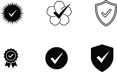 checkmarks and verification icons for approval and confirmation