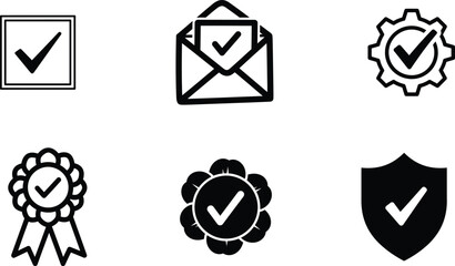 checkmarks in various shapes and symbols for approval and confirmation
