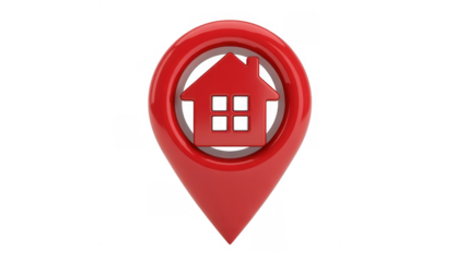Red house on map pin red house map pin location isolated on a transparent background