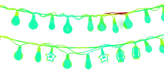 Two strands of decorative lights hang against a plain background. The lights are rounded