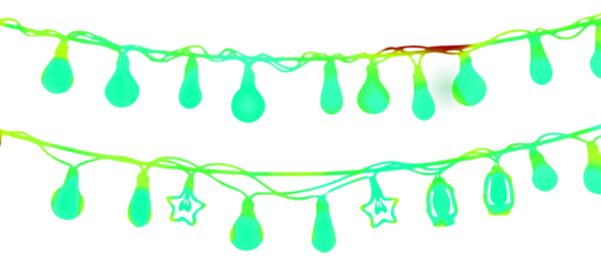 Two strands of decorative lights hang against a plain background. The lights are rounded