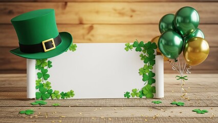 Celebrate st. patrick's day with a green hat and shamrocks