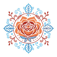 Vector illustration of a rose and abstract floral background