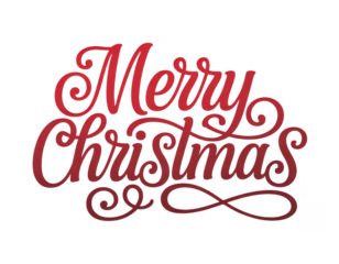 Red Merry Christmas Calligraphy with Swirl cursive isolated on a transparent background