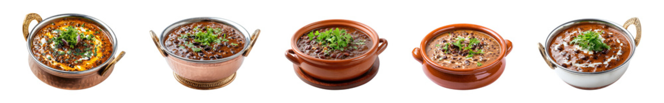collection of dal makhani dish isolated.