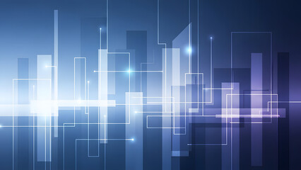 Abstract Futuristic Blue Digital City Lines Background