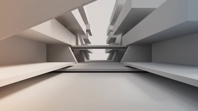 Exploring Modern Interior Design with Gray Walls and Minimalist Architecture in a Serene Environment.mp4