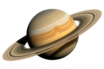 Saturn planet with rings in space astronomy isolated on a transparent background