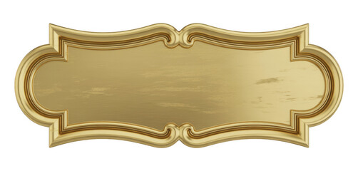 Shiny gold label with double border empty isolated on a transparent background