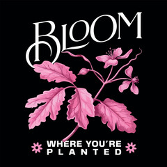 Flowers typography vector t-shirt design print